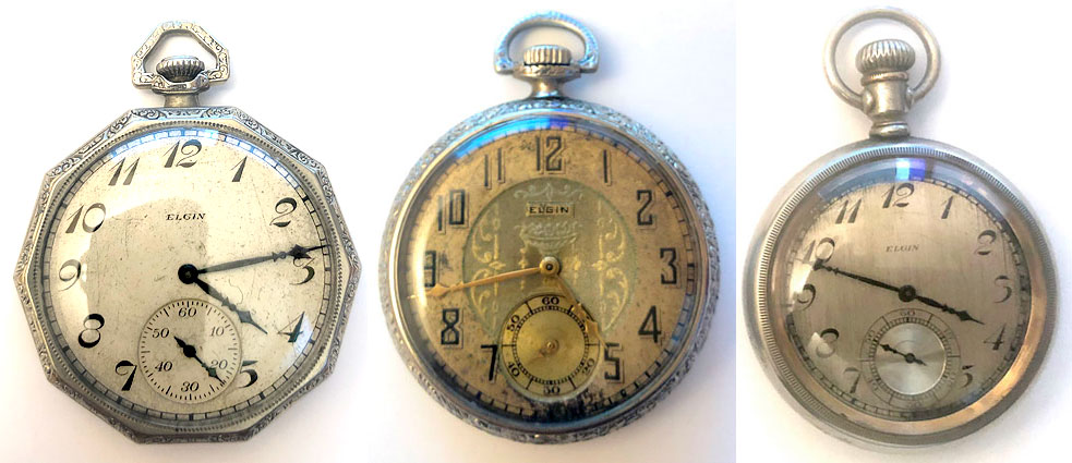 Elgin Grade 315 pocket watches in different cases