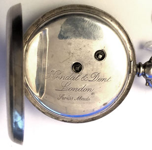 Kendal & Dent pocket watch - inside rear