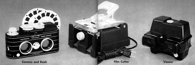 Viewmaster Camera and Reels, Film cutter and hand viewer