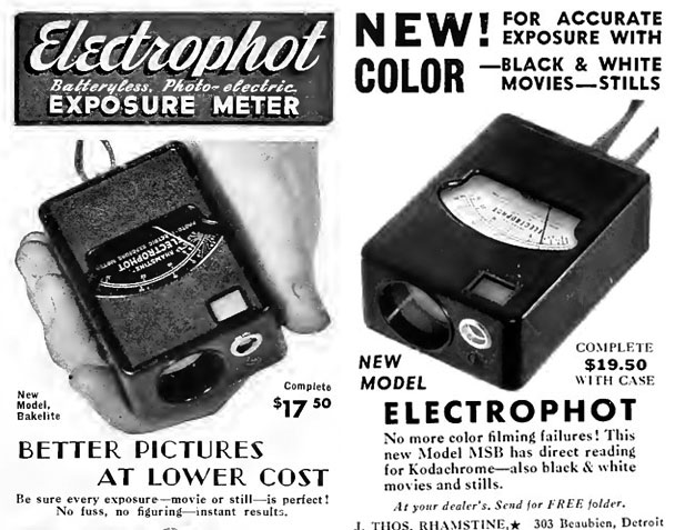 Electrophot M-S-A (1934) and M-S-B (1937) advertisements
