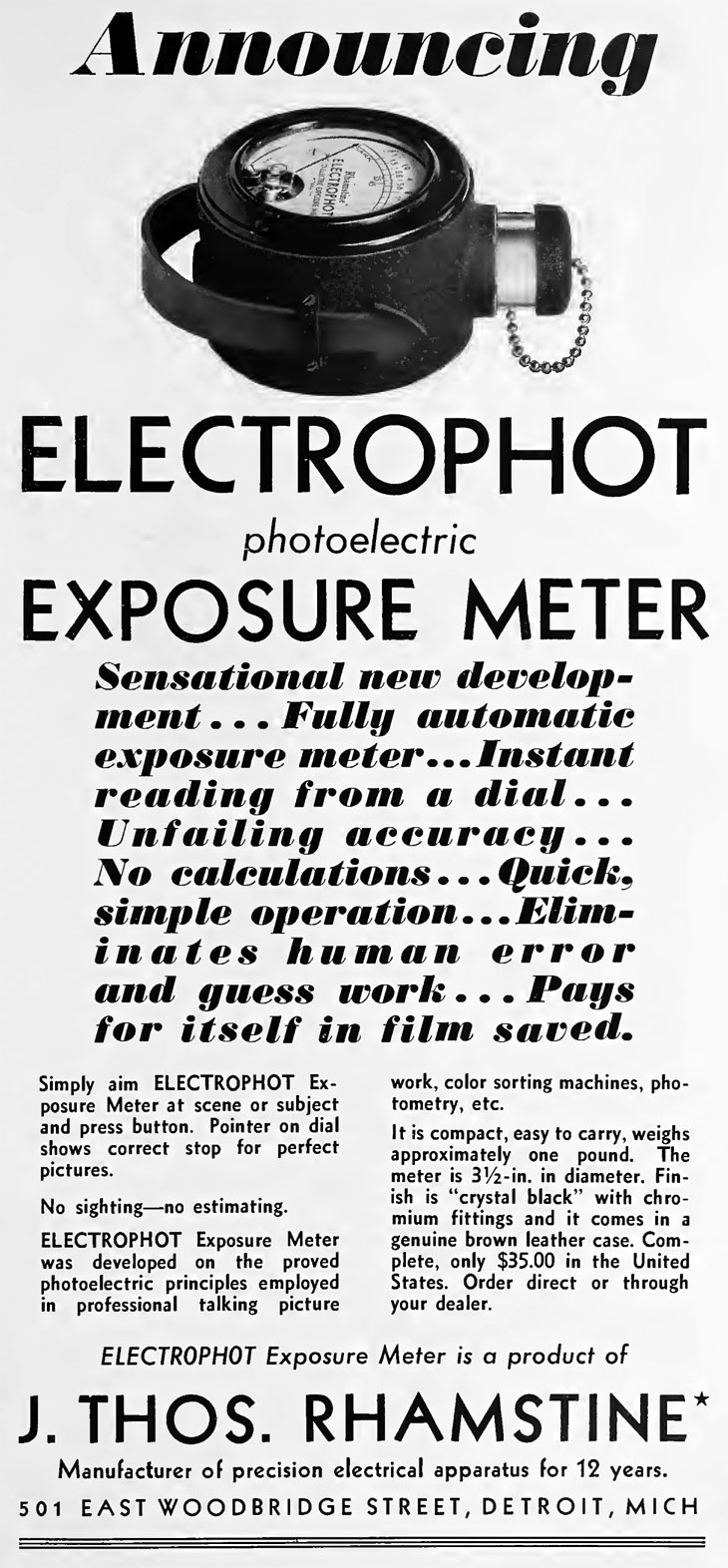 Electrophot original version - Sept 1931 