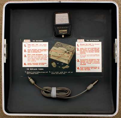 Webcor 2002 tape recorder (inside lid)